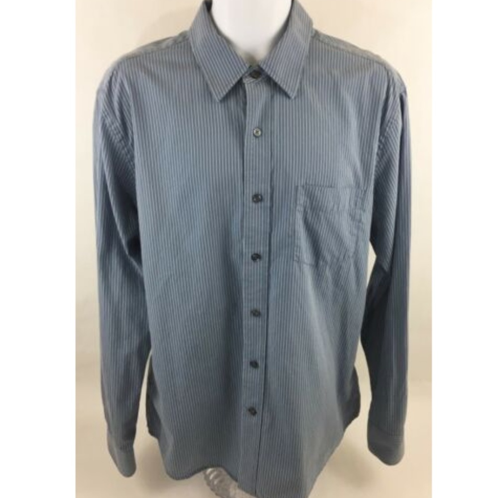 GAP Fitted Blue Striped Button Front Casual Shirt